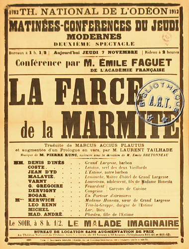 l'affiche originale: La Farce de la marmite