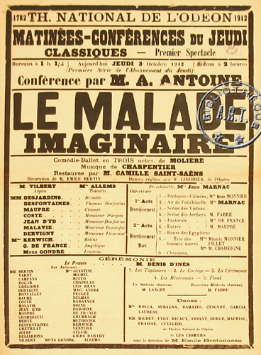 l'affiche originale: Le Malade imaginaire