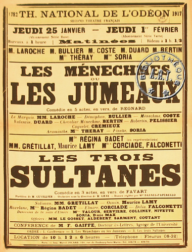 l'affiche originale: Les Ménechmes