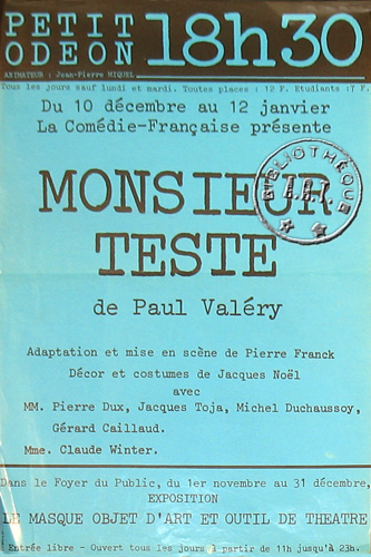 l'affiche originale: Monsieur Teste