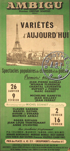 l'affiche originale: Variétés d'aujourd'hui