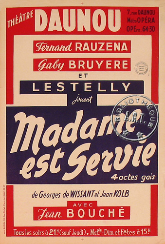 l'affiche originale: Madame est servie