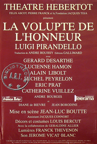l'affiche originale: La Volupté de l'honneur