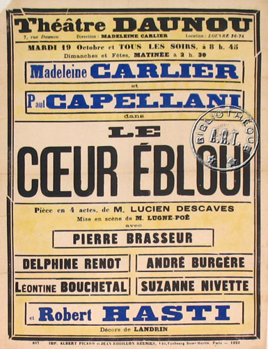 l'affiche originale: Le Cœur ébloui