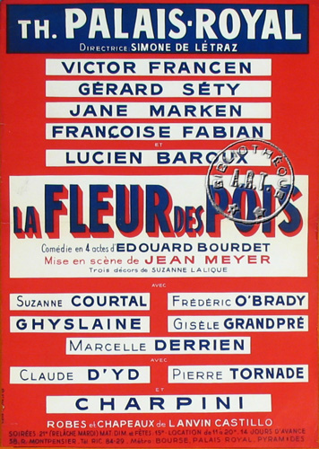 l'affiche originale: La Fleur des pois