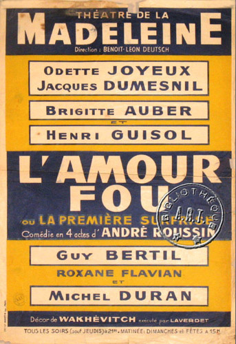 l'affiche originale: L'Amour fou