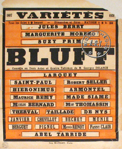l'affiche originale: Bluff