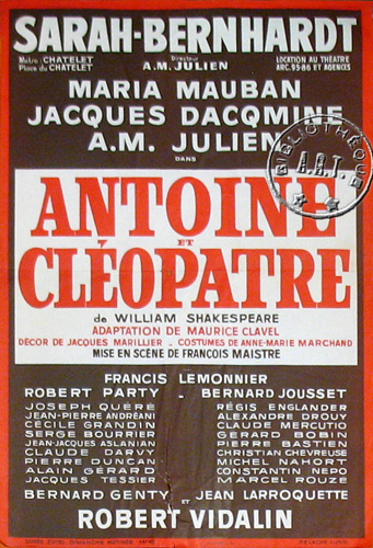 l'affiche originale: Antoine et Cléopatre