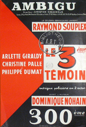 l'affiche originale: Le 3ème témoin