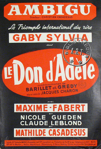 l'affiche originale: Le Don d'Adèle