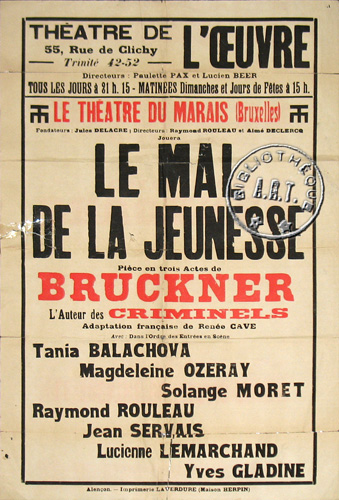 l'affiche originale: Le Mal de la jeunesse
