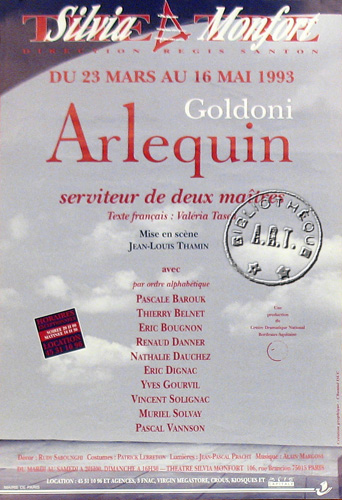 l'affiche originale: Arlequin, serviteur de deux maîtres