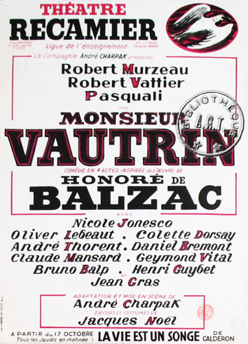 l'affiche originale: Monsieur Vautrin