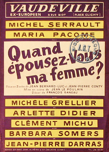 l'affiche originale: Quand épousez-vous ma femme ?