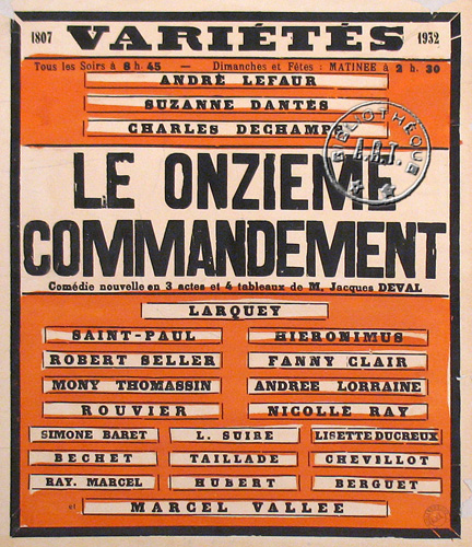 l'affiche originale: Le Onzième commandement