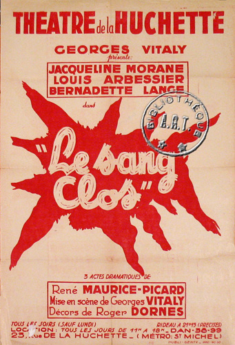 l'affiche originale: Le Sang-clos