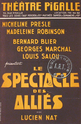 l'affiche originale: Le Spectacle des Alliés