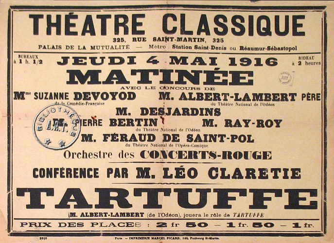 l'affiche originale: Tartuffe