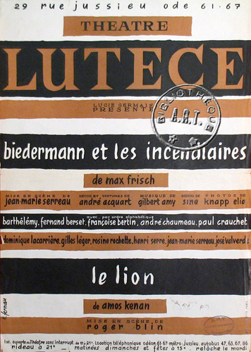 l'affiche originale: Biedermann ou les incendiaires *