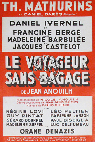 l'affiche originale: Le Voyageur sans bagage