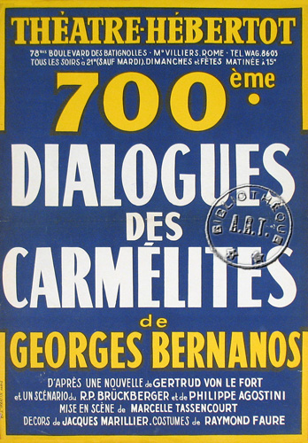 l'affiche originale: Dialogues des Carmélites