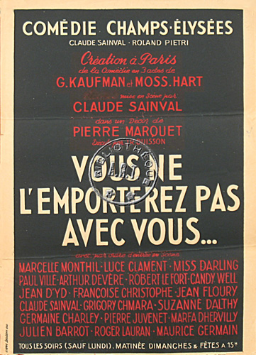 l'affiche originale: Vous ne l'emporterez pas avec vous...