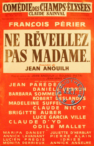 l'affiche originale: Ne réveillez pas Madame
