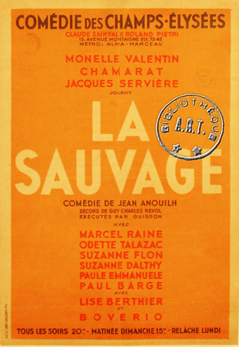 l'affiche originale: La Sauvage