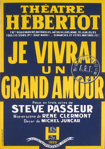 l'affiche originale: Je vivrai un grand amour