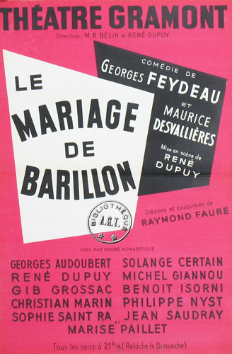 l'affiche originale: Le Mariage de Barillon