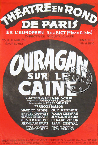 l'affiche originale: Ouragan sur le Caine