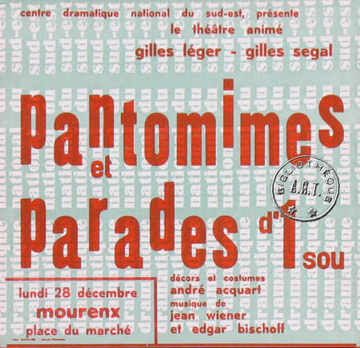 l'affiche originale: Pantomimes et parade d'un sou