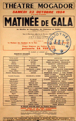 l'affiche originale: Gala au bénéfice de l'Association des Régisseurs d