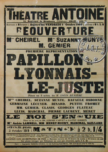 l'affiche originale: Papillon dit Lyonnais le juste