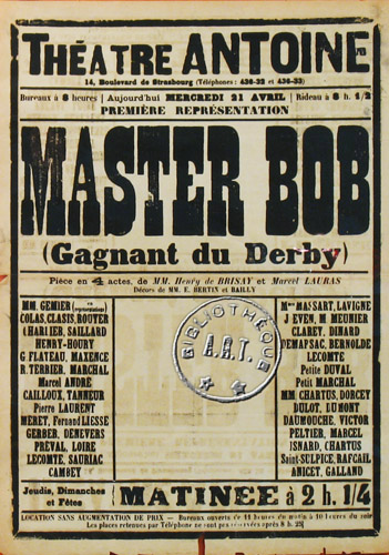 l'affiche originale: Master Bob, gagnant du Derby