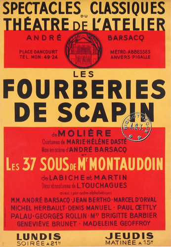 l'affiche originale: Les Fourberies de Scapin