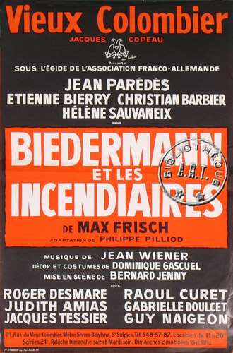 l'affiche originale: Biedermann et les incendiaires