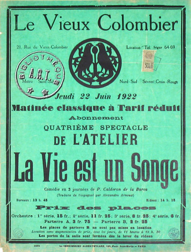 l'affiche originale: La Vie est un songe