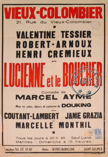 l'affiche originale: Lucienne et le boucher