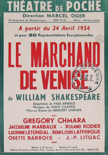 l'affiche originale: Le Marchand de Venise
