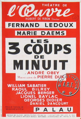l'affiche originale: Les 3 coups de minuit