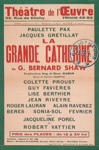 l'affiche originale: La Grande Catherine