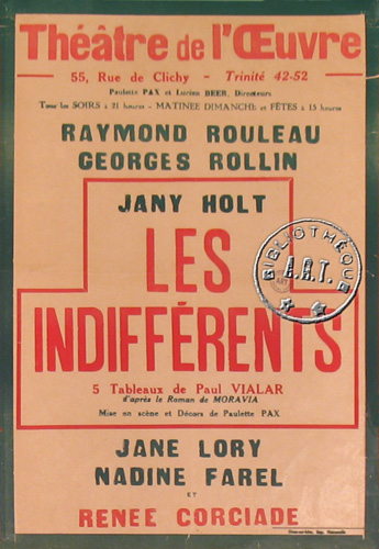 l'affiche originale: Les Indifférents