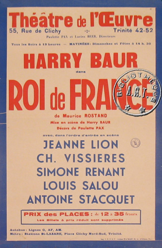 l'affiche originale: Roi de France