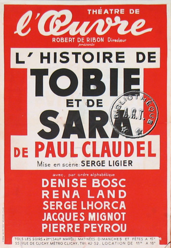 l'affiche originale: Histoire de Tobie et de Sara