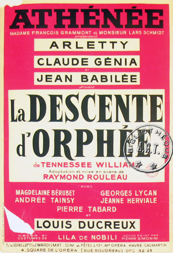 l'affiche originale: La Descente d'Orphée