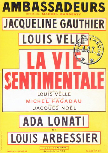 l'affiche originale: La Vie sentimentale