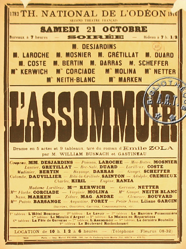 l'affiche originale: L'Assommoir