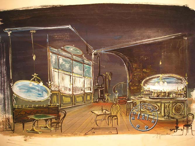 les décors et costumes de Guerre et paix au café Sneffle de Remo FORLANI - 1969