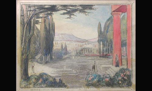 les décors et costumes de Oedipe et le sphinx de Peladan SAIR - non-identifiée